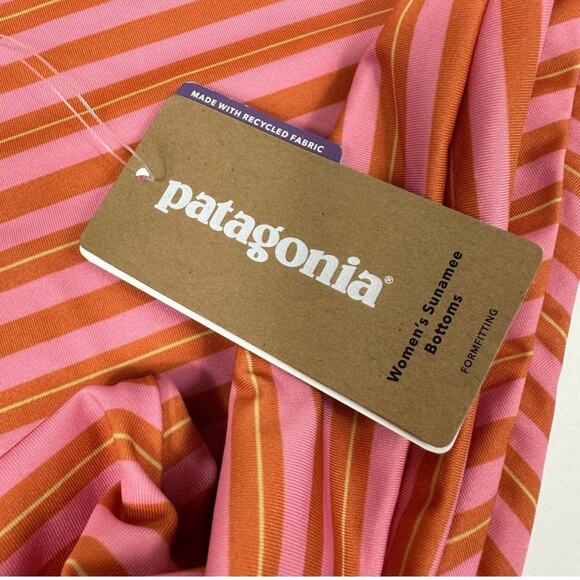 Patagonia Womens Sunamee Bikini Bottom Pink and Orange Stripe NWT - Picture 5 of 9
